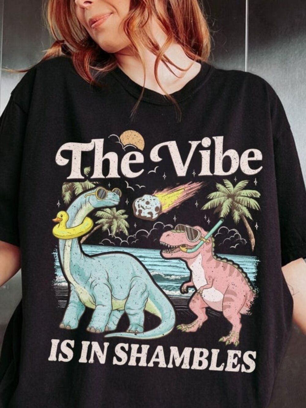 The Vibe Is In Shambles Shirt, Funny Dinosaur Graphic Tee